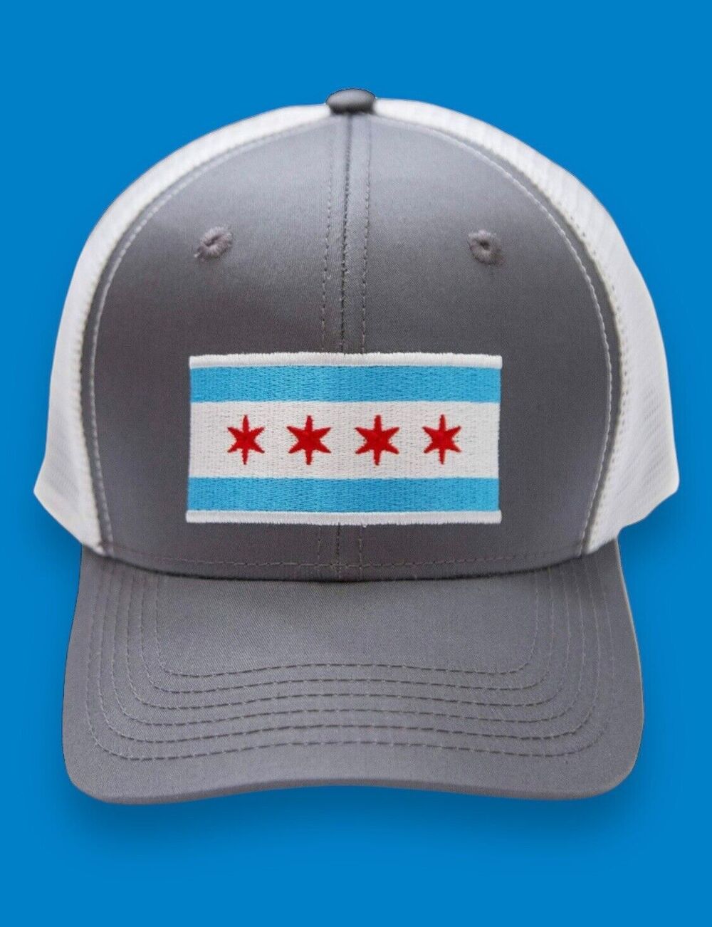 Baseball Cap Trucker Hat Snapback Closure Chicago Grey Flag Embroidered Patch